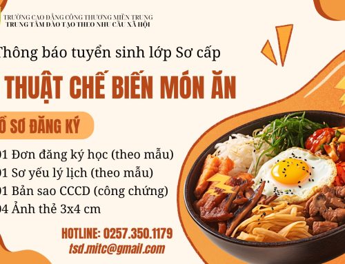 Thông báo tuyển sinh lớp Sơ cấp Kỹ thuật chế biến món ăn
