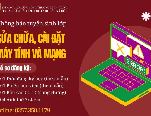 Thông báo tuyển sinh lớp Sửa chữa, cài đặt máy tính và mạng