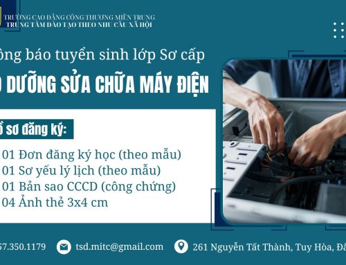 Thông báo tuyển sinh lớp Sơ cấp Bảo dưỡng sửa chữa máy điện